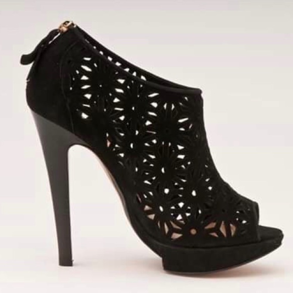 Black Suede Razor Cut Bootie